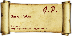 Gere Petur névjegykártya